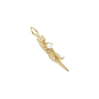 Sea Otter with Pearl Charm yellow (14K) main - Popular Jewelry - New York
