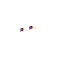 Square Amethyst Stud Earrings (14K) side - Popular Jewelry - New York