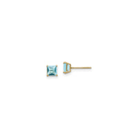 Square Blue Topaz Stud Earrings (14K) main - Popular Jewelry - New York