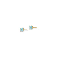 Square Blue Topaz Stud Earrings (14K) side - Popular Jewelry - New York