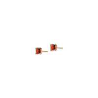 Square Garnet Stud Earrings (14K) side - Popular Jewelry - New York