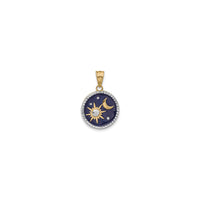 Sun and Moon Night Enamel Round Pendant (14K) front - Popular Jewelry - New York
