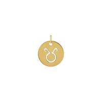 Taurus Zodiac Symbol Disc Pendant yellow (14K) front - Popular Jewelry - New York