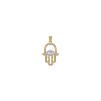 Two-Tone Beaded Hamsa Outline Pendant (14K) front - Popular Jewelry - New York