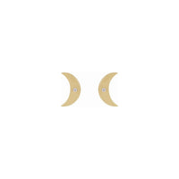 White Diamond Crescent Moon Stud Earrings (14K) front - Popular Jewelry - New York