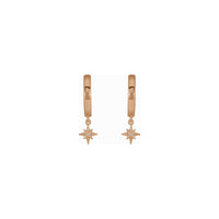 Diamond Celestial Star Hanging Hoop Earrings (Rose 14K) front - Popular Jewelry - New York