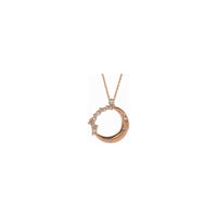 Diamond Crescent Moon Necklace rose (14K) front - Popular Jewelry - New York