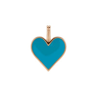 Blue Enamel Heart Pendant (Rose 14K) front - Popular Jewelry - New York