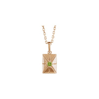 Natural Peridot Starburst Rectangular Bar Pendant (Rose 14K) preview - Popular Jewelry - New York