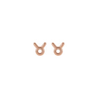 Taurus Zodiac Sign Stud Earrings rose (14K) front - Popular Jewelry - New York