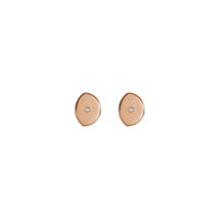 White Diamond Gibbous Moon Stud Earrings rose (14K) front - Popular Jewelry - New York