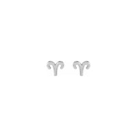 Aries Zodiac Sign Stud Earrings white (14K) front - Popular Jewelry - New York