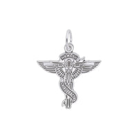 Chiropractic Caduceus Charm white (14K) main - Popular Jewelry - New York