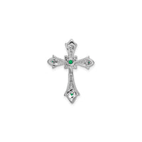 Emerald and Diamond Fleur de Lis Cross Pendant (14K) back - Popular Jewelry - New York