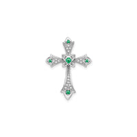 Emerald and Diamond Fleur de Lis Cross Pendant (14K) front - Popular Jewelry - New York