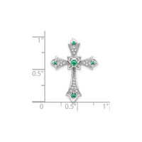 Emerald and Diamond Fleur de Lis Cross Pendant (14K) scale - Popular Jewelry - New York