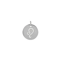 Leo Zodiac Symbol Disc Pendant white (14K) front - Popular Jewelry - New York