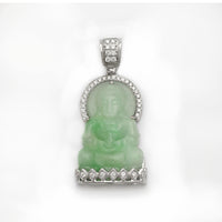 Meditating Guan Yin Diamond Framed Jade Pendant (14K) main - Popular Jewelry - New York