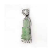 Meditating Guan Yin Diamond Framed Jade Pendant (14K) side 1 - Popular Jewelry - New York