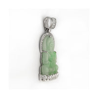 Meditating Guan Yin Diamond Framed Jade Pendant (14K) side 2 - Popular Jewelry - New York