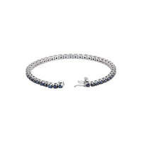 Natural Round Blue Sapphire Line Bracelet white (14K) lock - Popular Jewelry - New York