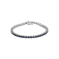 Natural Round Blue Sapphire Line Bracelet white (14K) main - Popular Jewelry - New York