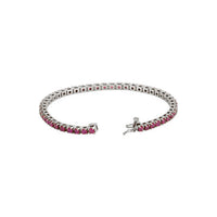 Natural Round Ruby Line Bracelet white (14K) lock - Popular Jewelry - New York