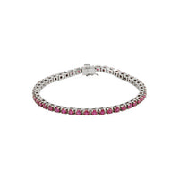 Natural Round Ruby Line Bracelet white (14K) main - Popular Jewelry - New York