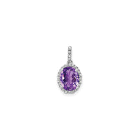 Oval Amethyst Diamond Halo Pendant (14K) front - Popular Jewelry - New York