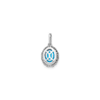Oval Blue Topaz Diamond Halo Pendant (14K) back - Popular Jewelry - New York