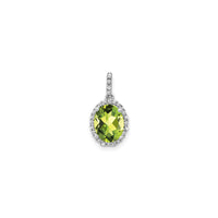 Oval Peridot Diamond Halo Pendant (14K) front - Popular Jewelry - New York