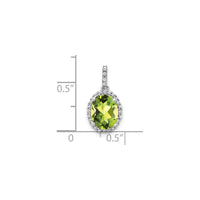 Oval Peridot Diamond Halo Pendant (14K) scale - Popular Jewelry - New York