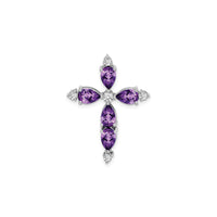 Pear-Cut Amethyst and Diamond Cross Pendant (14K) main - Popular Jewelry - New York
