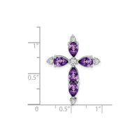 Pear-Cut Amethyst and Diamond Cross Pendant (14K) scale - Popular Jewelry - New York