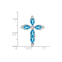Pear-Cut Blue Topaz and Diamond Cross Pendant (14K) scale - Popular Jewelry - New York