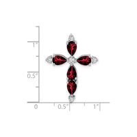 Pear-Cut Red Garnet and Diamond Cross Pendant (14K) scale - Popular Jewelry - New York