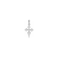 Petite Pointed Cross Pendant white (14K) front - Popular Jewelry - New York