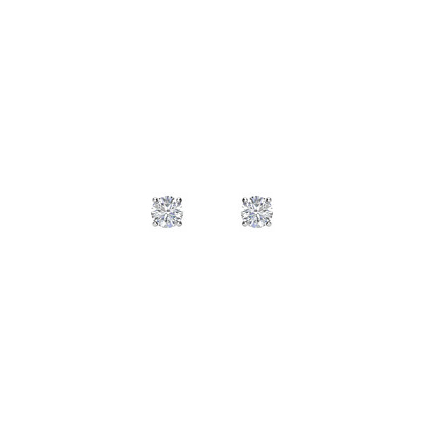 Round Diamond Solitaire (1 CTW) Friction Back Stud Earrings white (14K) - front - Popular Jewelry - New York