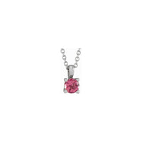 Round Pink Spinel Solitaire Necklace white (14K) front - Popular Jewelry - New York