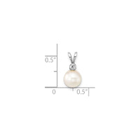 Round White Saltwater Akoya Pearl Diamond Pendant (14K) scale - Popular Jewelry - New York
