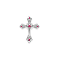 Ruby and Diamond Fleur de Lis Cross Pendant (14K) front - Popular Jewelry - New York
