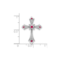 Ruby and Diamond Fleur de Lis Cross Pendant (14K) scale - Popular Jewelry - New York