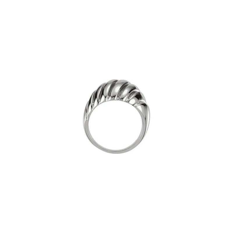 Slanted Dome Ring white (14K) setting - Popular Jewelry - New York