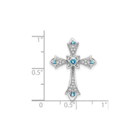 Swiss Blue Topaz and Diamond Fleur de Lis Cross Pendant (14K) scale - Popular Jewelry - New York