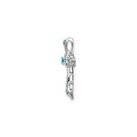 Swiss Blue Topaz and Diamond Fleur de Lis Cross Pendant (14K) side - Popular Jewelry - New York