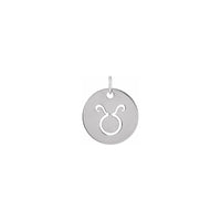 Taurus Zodiac Symbol Disc Pendant white (14K) front - Popular Jewelry - New York