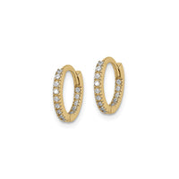 Cubic Zirconia Hinged Hoop Earrings (14K) side - Popular Jewelry - New York