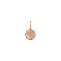 Diamond Crescent Moon and Stars Disc Pendant rose (14K) front - Popular Jewelry - New York
