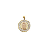 Guadalupe Virgin Spanish Scripted Medallion Pendant (14K) front - Popular Jewelry - New York