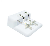 Cross CZ Earrings (14K).